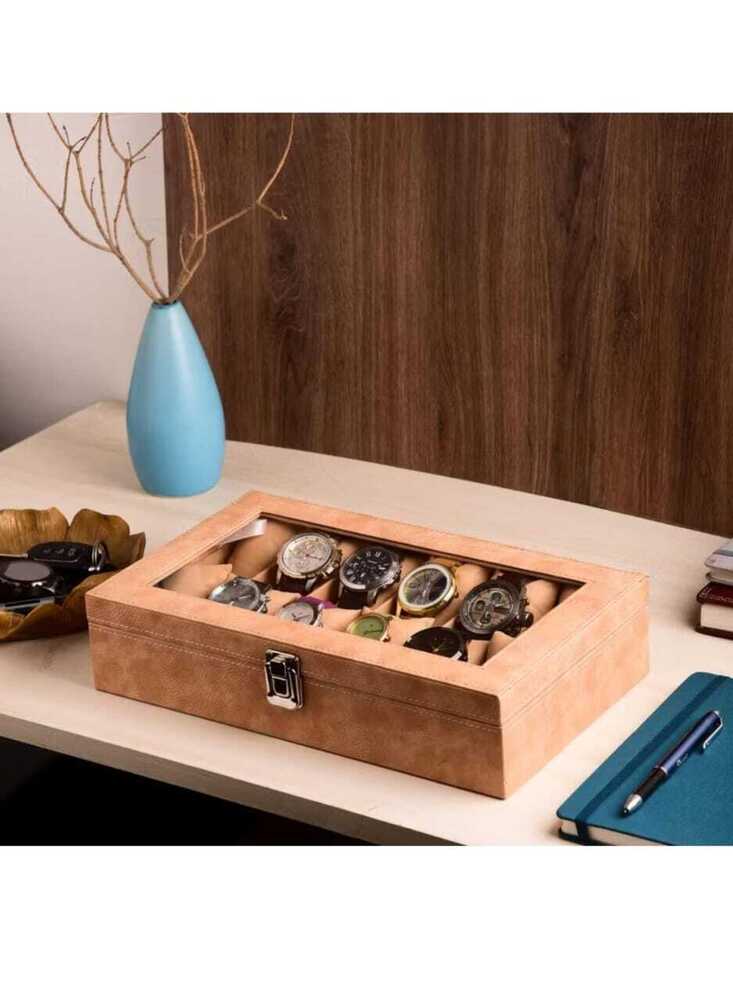 12 Slot Watch Box - Color: Brown