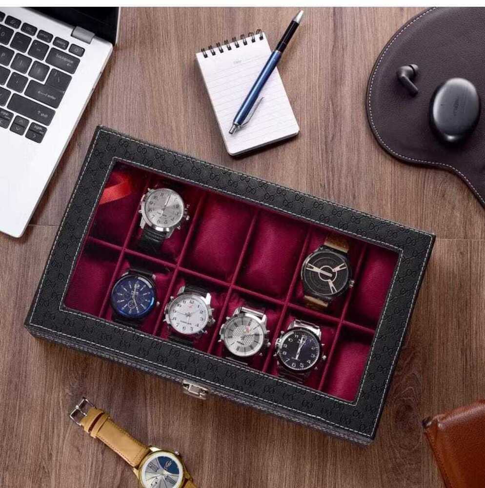 1 2 Slot Watch Box - Color: Black