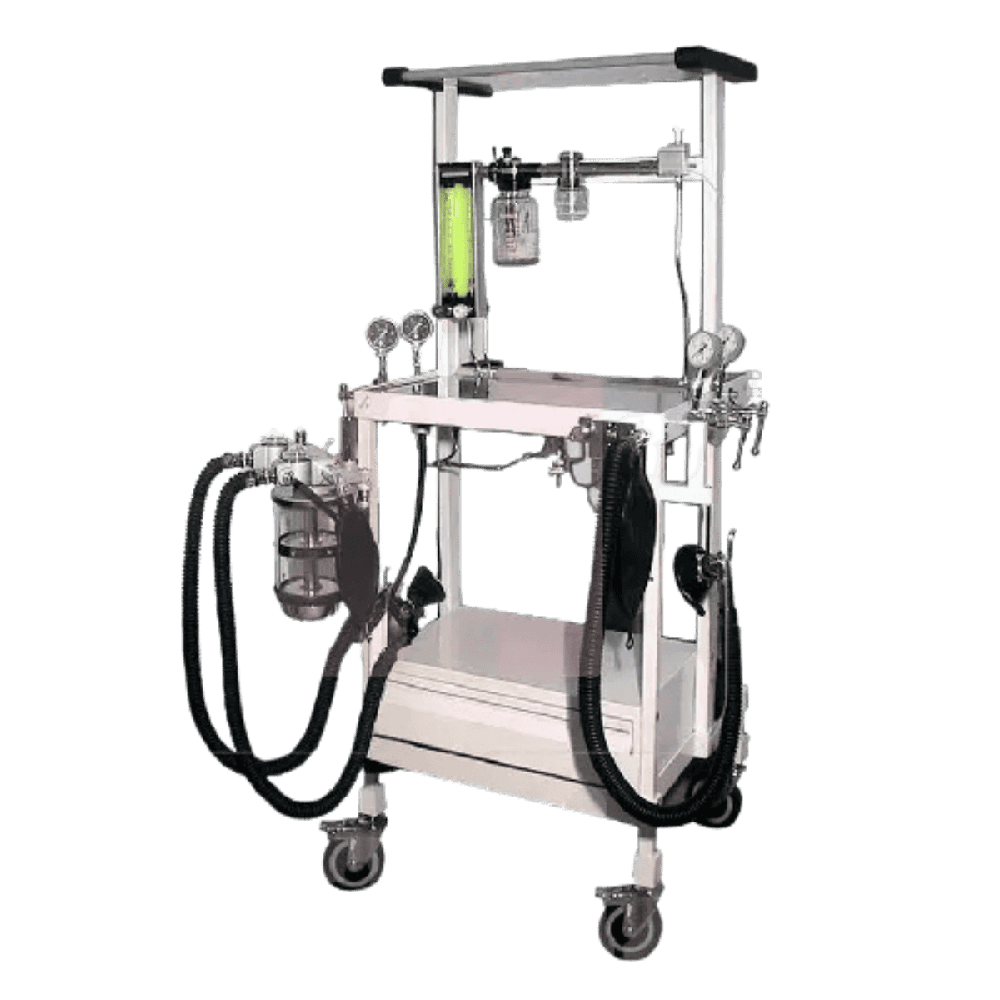 Boyles Apparatus (1+1) Miner Ss - Stainless Steel, 860x470x1350 Mm, Matte Finish | Dual Flowmeter, Pressure Relief Valve, Autoclavable Humidifier, Lockable Castor Wheels