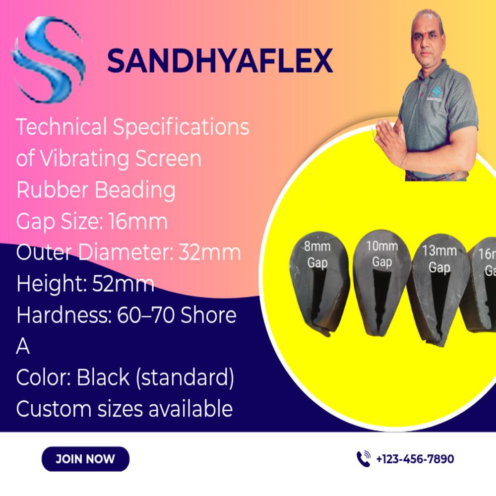 16mm Gap Vibrating Screen Rubber Beading 