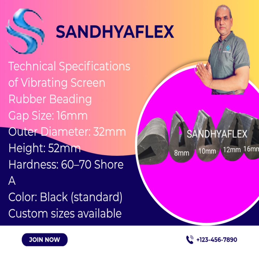 16mm Gap Vibrating Screen Rubber Beading 
