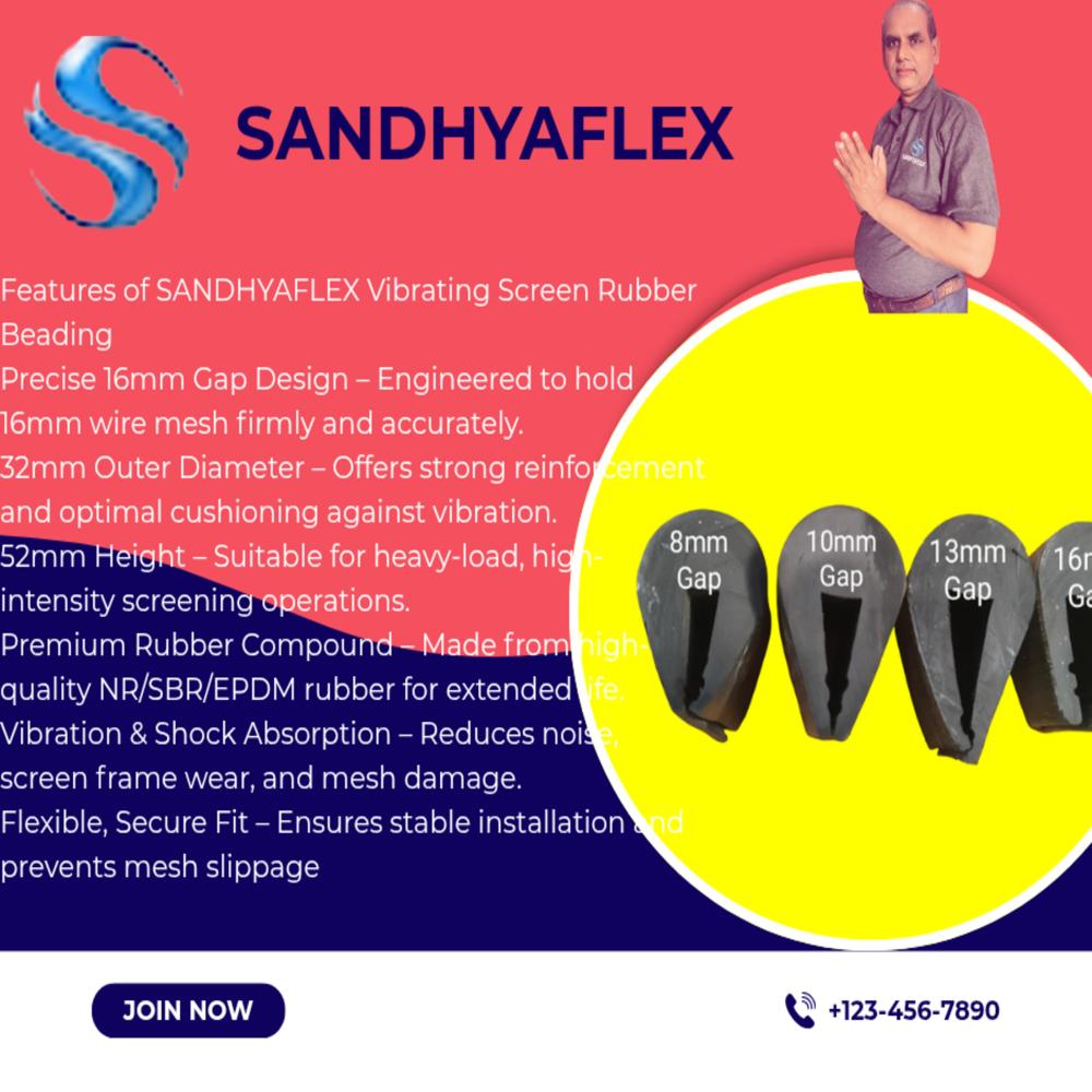 16mm Gap Vibrating Screen Rubber Beading
