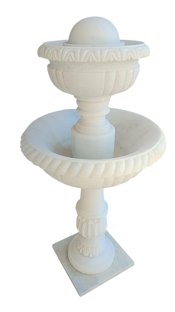 White Marble Two Tiered Fountain