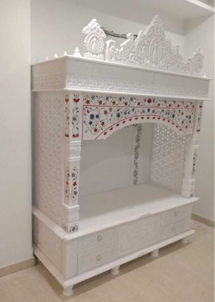 White Marble Traditional Home Mandir