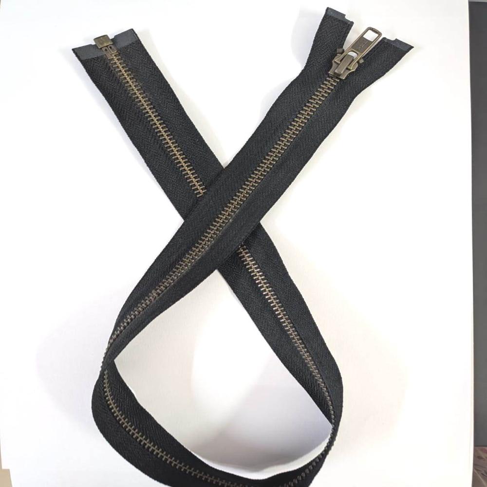 YKK No.5 Antique Brass Metal Open-End Zipper with Auto Lock Slider