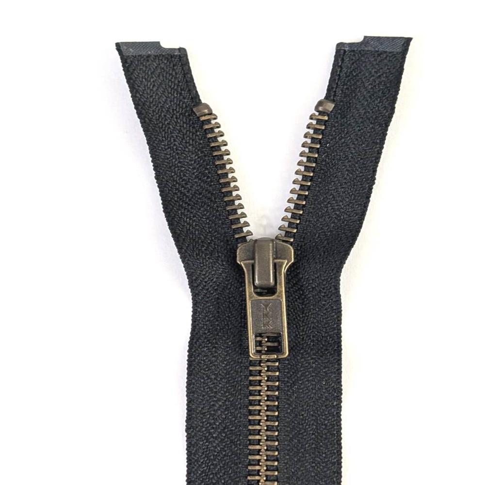 YKK No.5 Antique Brass Metal Open-End Zipper with Auto Lock Slider
