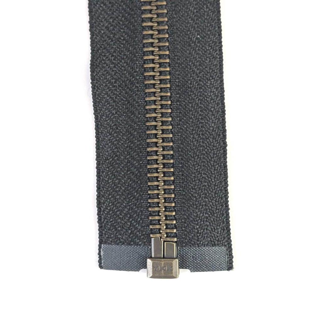 YKK No.5 Antique Brass Metal Open-End Zipper with Auto Lock Slider