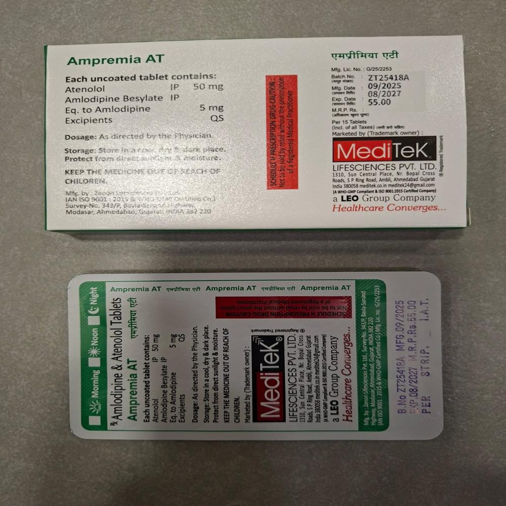 Amlodipine 5 mg + Atenolol 50 mg 