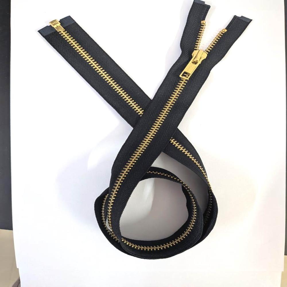 YKK No.5 Golden Metal Open-End Zipper with Auto Lock Slider