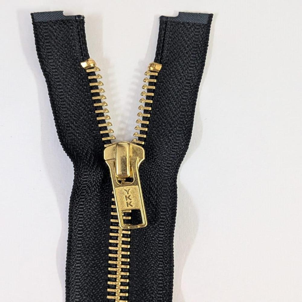 Ykk No.5 Golden Metal Open-end Zipper With Auto Lock Slider at