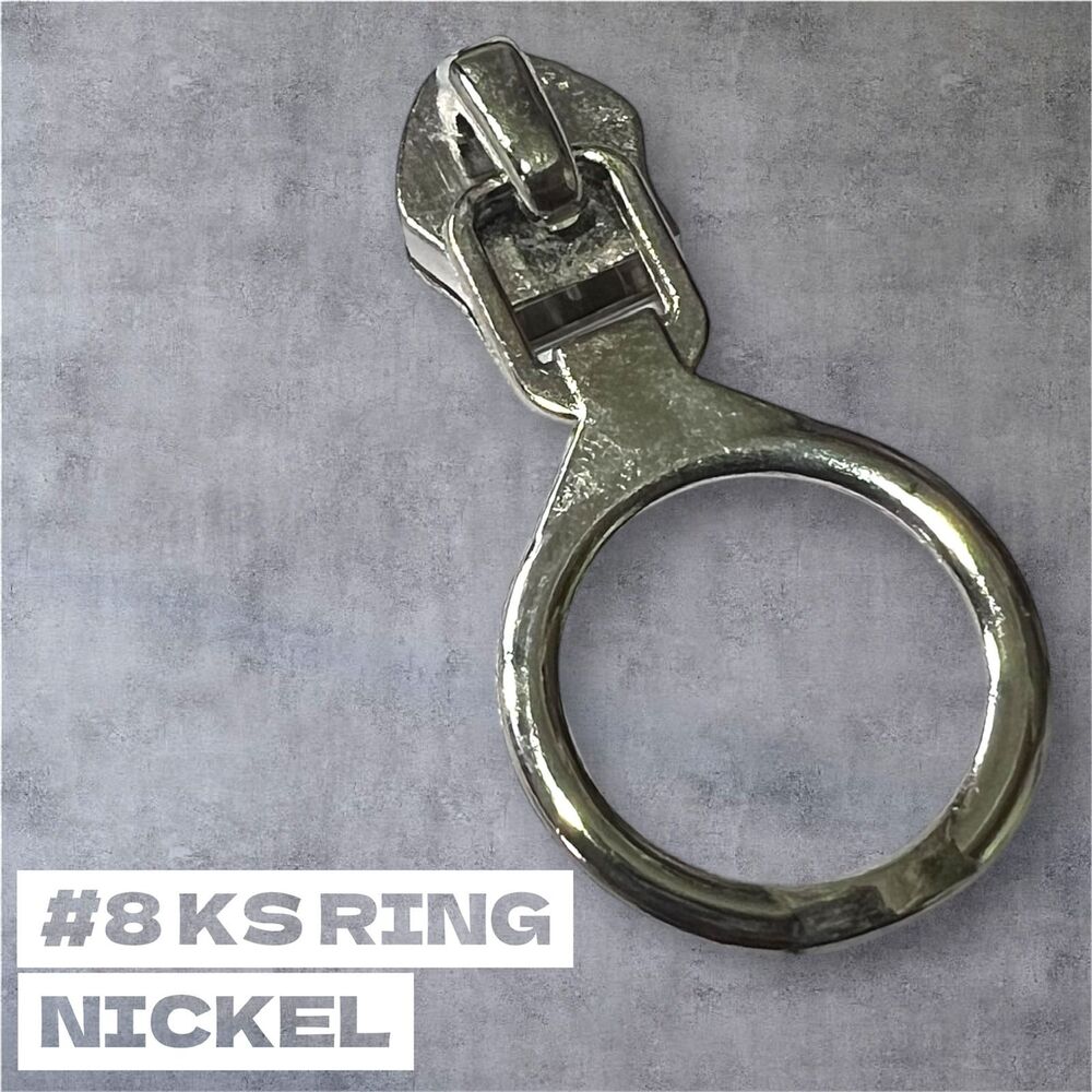 8 Ks Ring Nickel Zipper Slider - Color: Silver