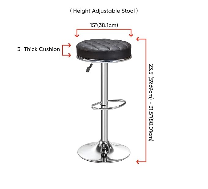 Cafe Bar Stool Chair - Stainless Steel & Leather, Modern Black Design | Corrosion Resistant For Restaurants & Cafes
