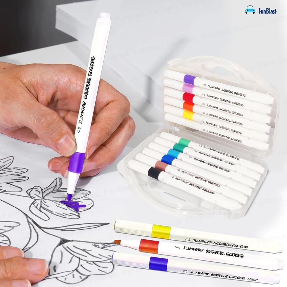 12 Shades Acrylic Markers Paint Pens Set 