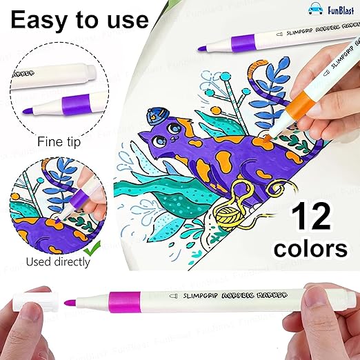 12 Shades Acrylic Markers Paint Pens Set 