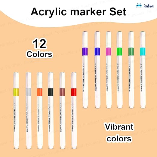 12 Shades Acrylic Markers Paint Pens Set 