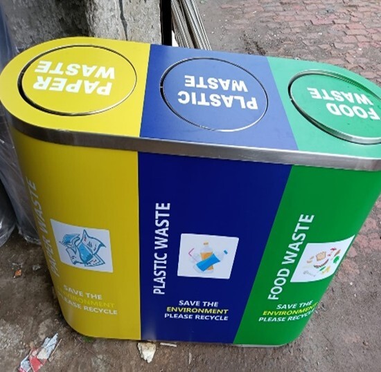 S.S Trio Dustbin With Vinyl Printing - Application: Outdoor