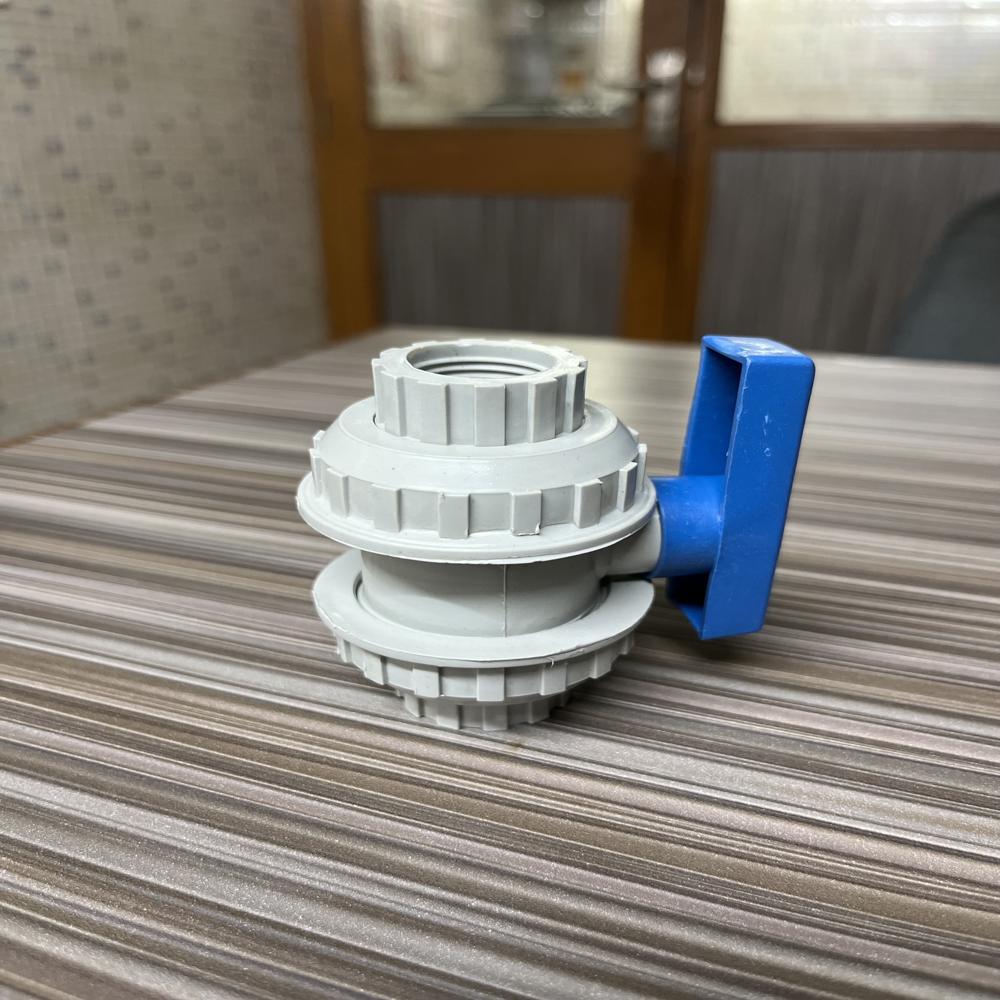 Plastic Union Ball Valve Threaded - Color: Gray