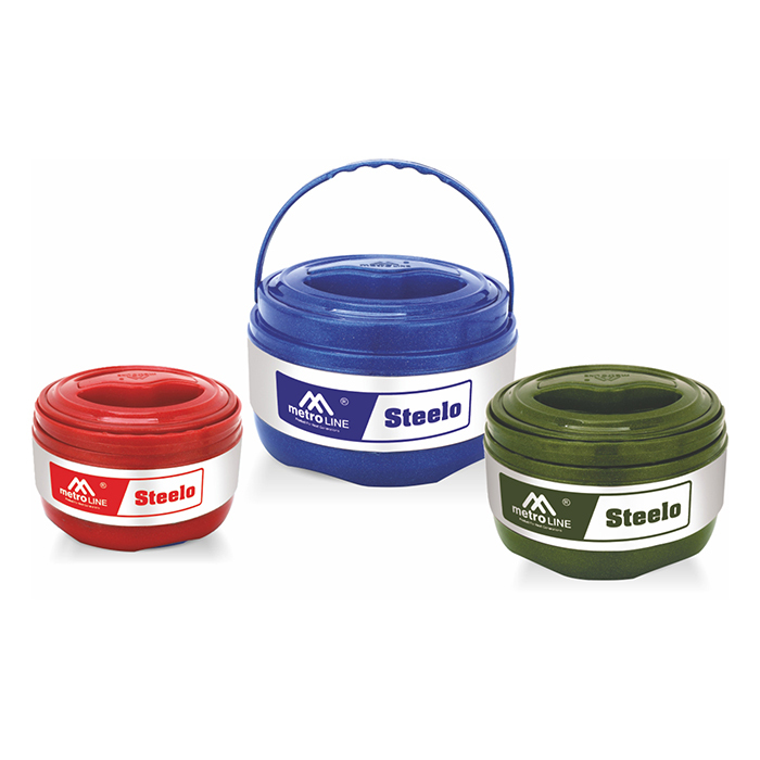 Steelo Stainless Steel Fancy Hot Pot With Handle - Color: Red / Blue / Green