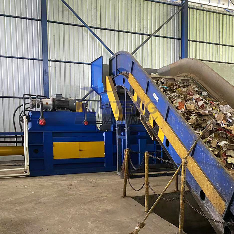 Urban household waste baler, garbage shredding and packaging equipment, dual axis agricultural waste shredder