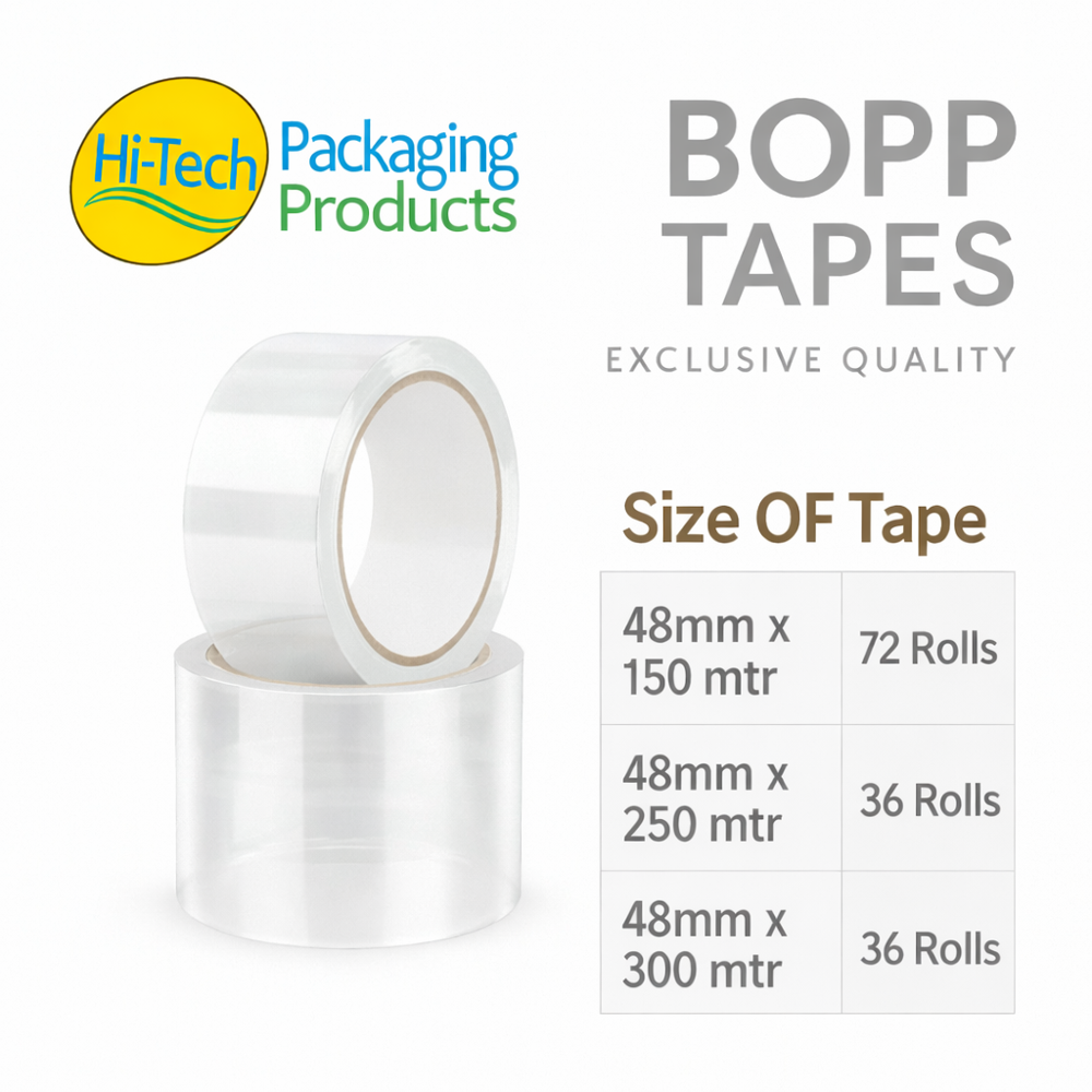 48mm Transparent Bopp Tape (150mtr, 250mtr, 300mtr)
