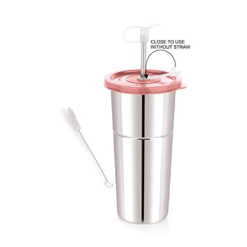 600ml Aqua Sip Stainless Steel Tumbler With SS Straw