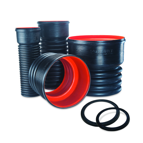 Underground Double Wall Corrugated Pipes - Color: Red & Black