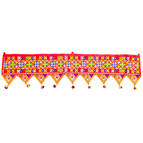 Cotton Embroidery Work And Mirror Work Toran - Kachhi Work Toran