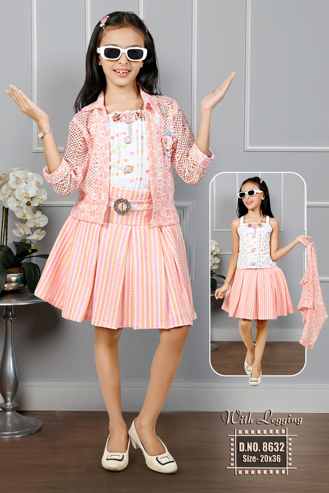 Pink  Girls Skirt Top