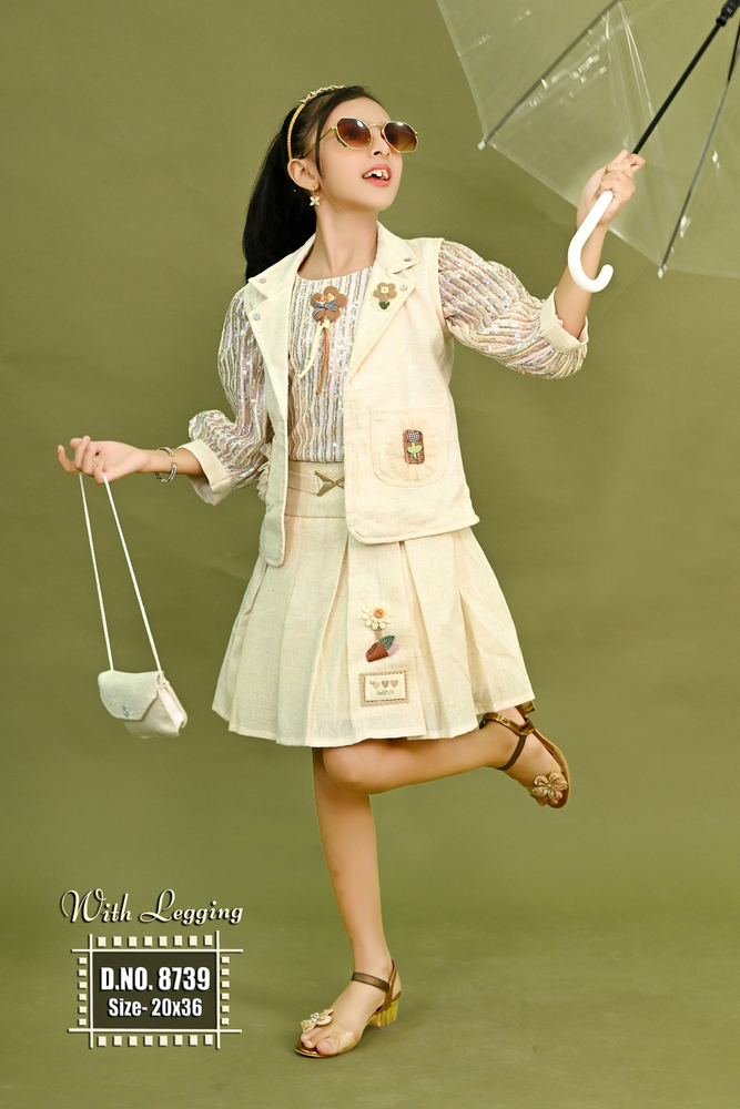 Ivory Color  Girls Skirt Top