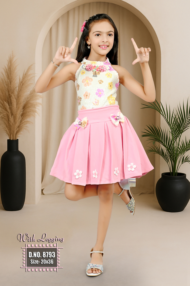 Pink  Girls Skirt Top