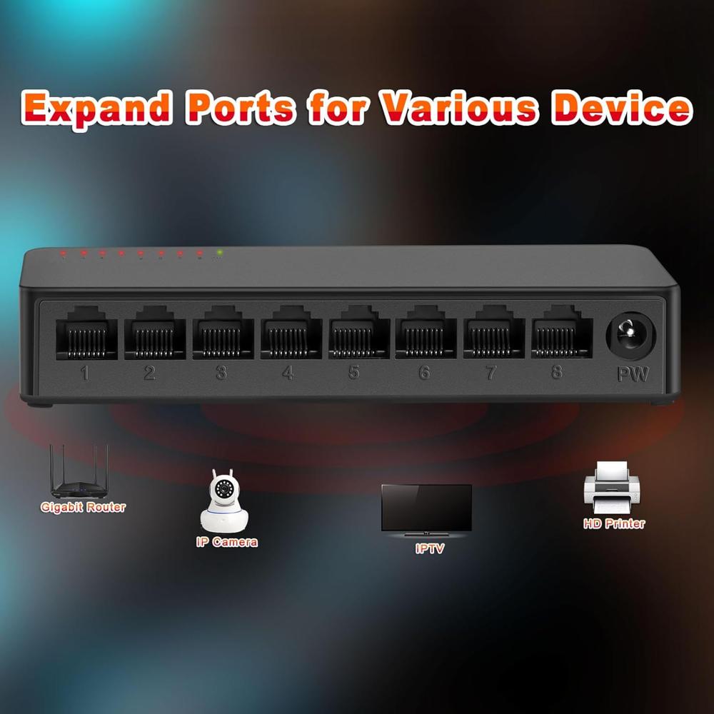 8 Ports Gigabit Ethernet Network Switch 1000 MBPS