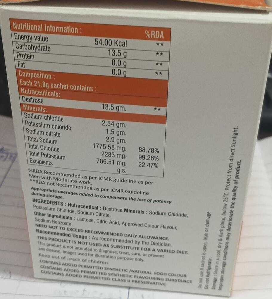 Ors Sachet - Ingredients: Powder