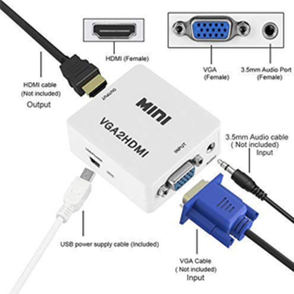 VGA to HDMI Adapter Connector Converter Cable