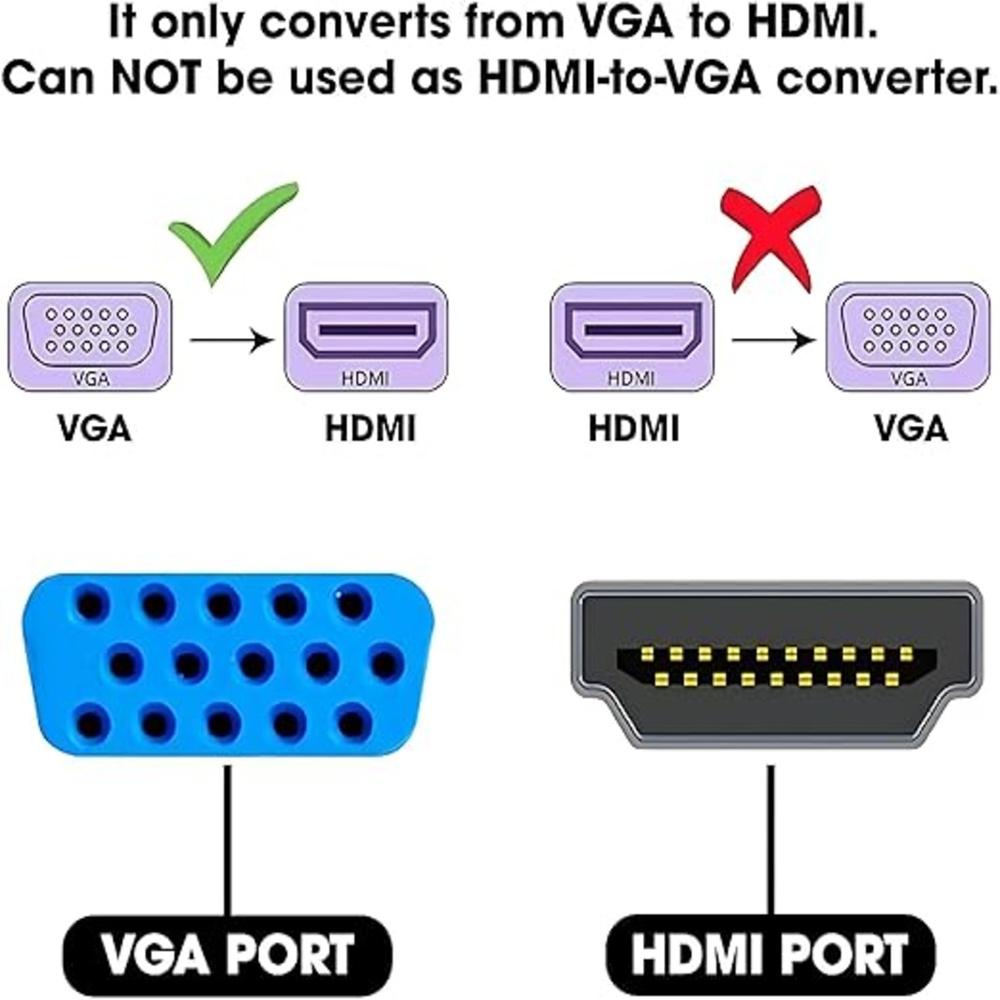 VGA to HDMI Adapter Connector Converter Cable