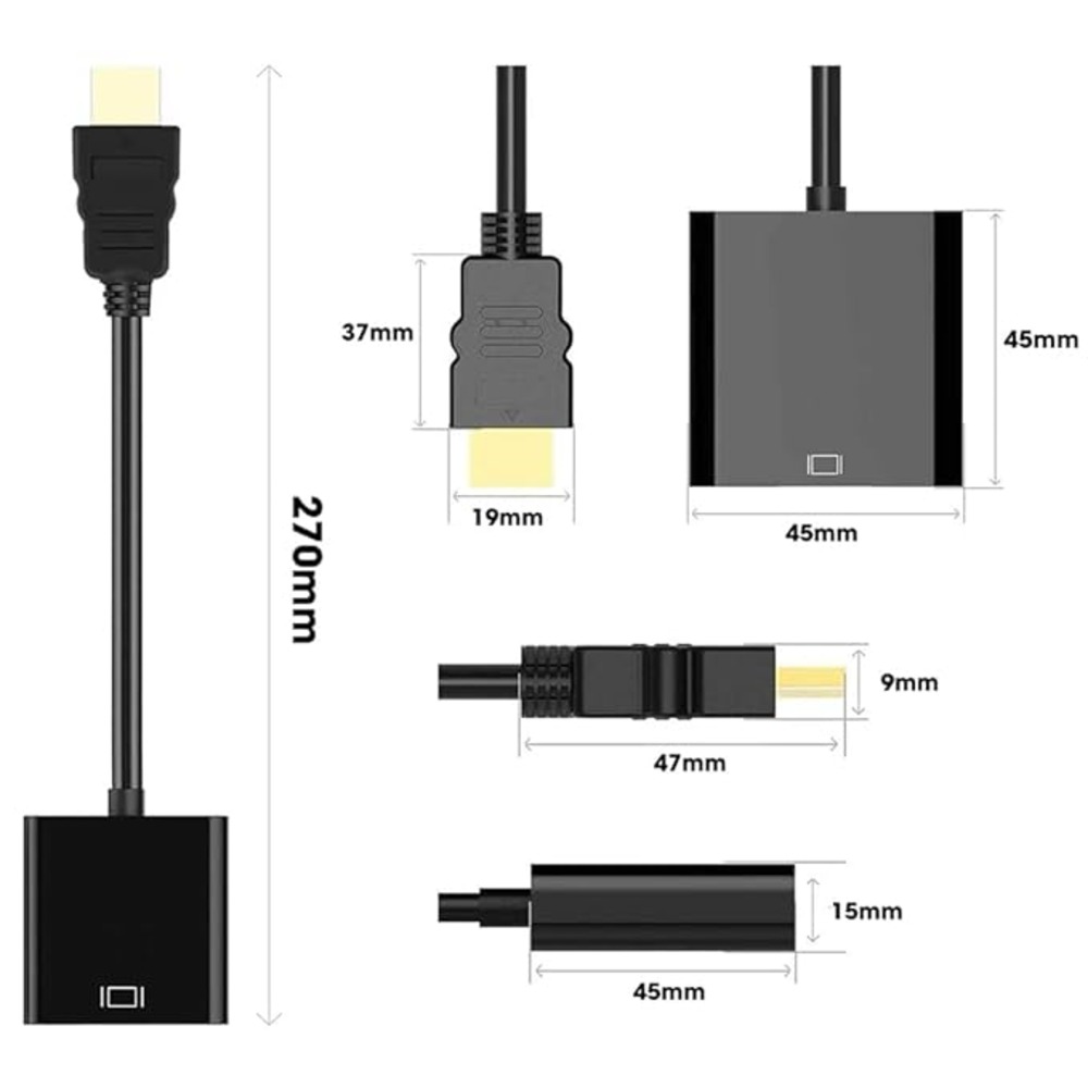 HDMI to VGA Adapter/Connector/Converter Cable