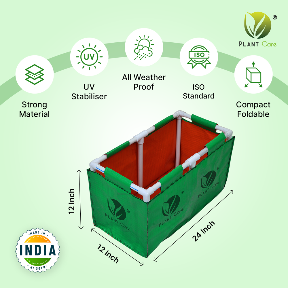 Rectangular Grow Bag with PVC Pipe Stand 24x12x12 WP