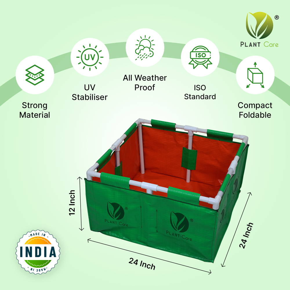 Rectangular Grow Bag with PVC Pipe Stand 24x24x12 WP