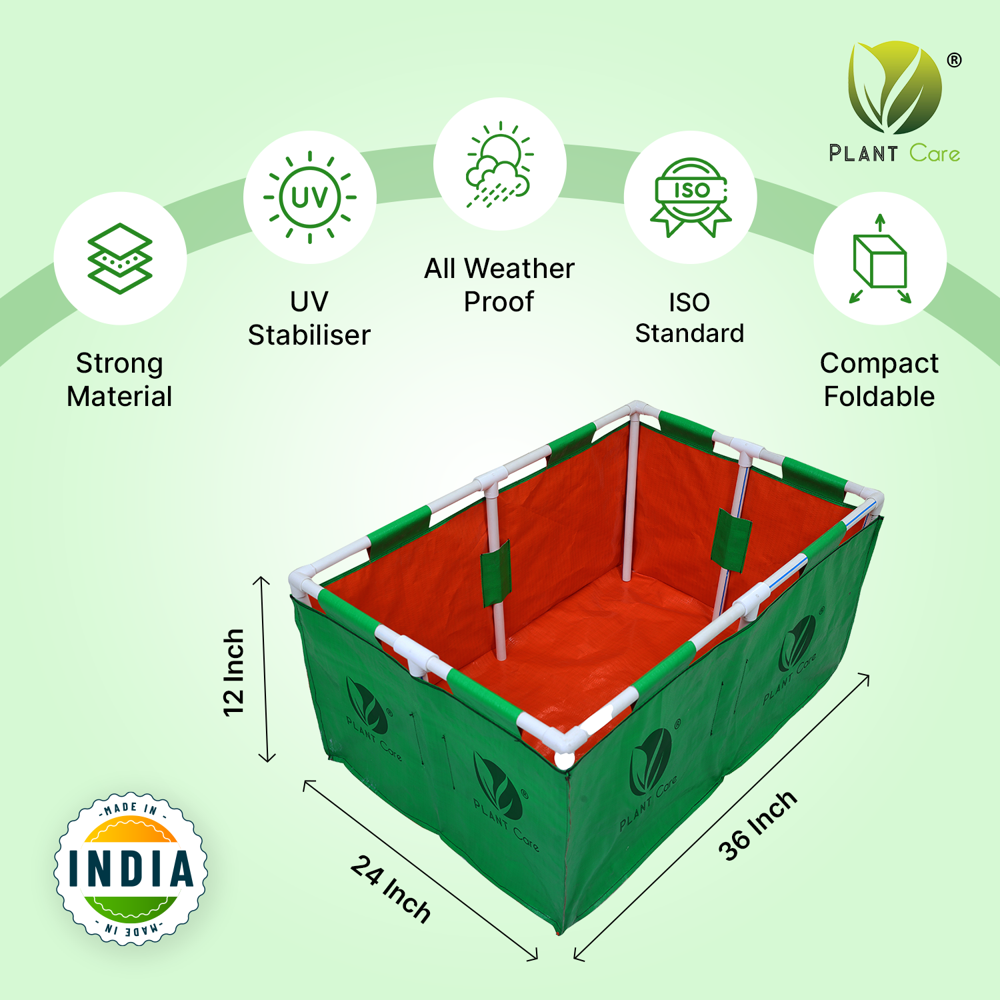 Rectangular Grow Bag With Pvc Pipe Stand 36x24x12 Wp - Advantage: Plant Growth