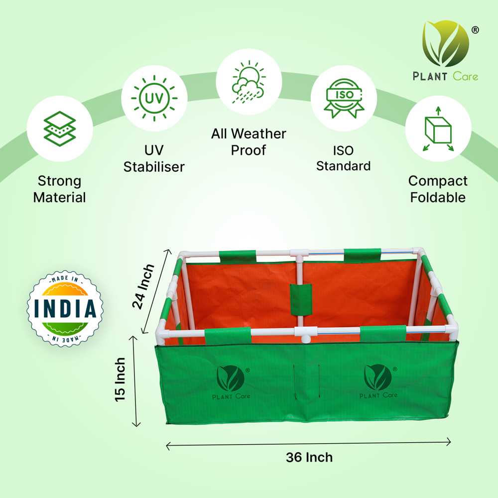 Rectangular Grow Bag with PVC Pipe Stand 36x24x15 WP