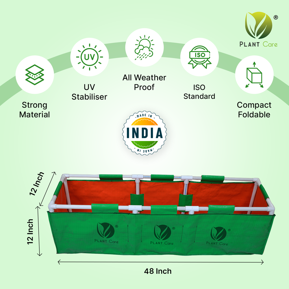 Rectangular Grow Bag with PVC Pipe Stand 48x12x12 WP