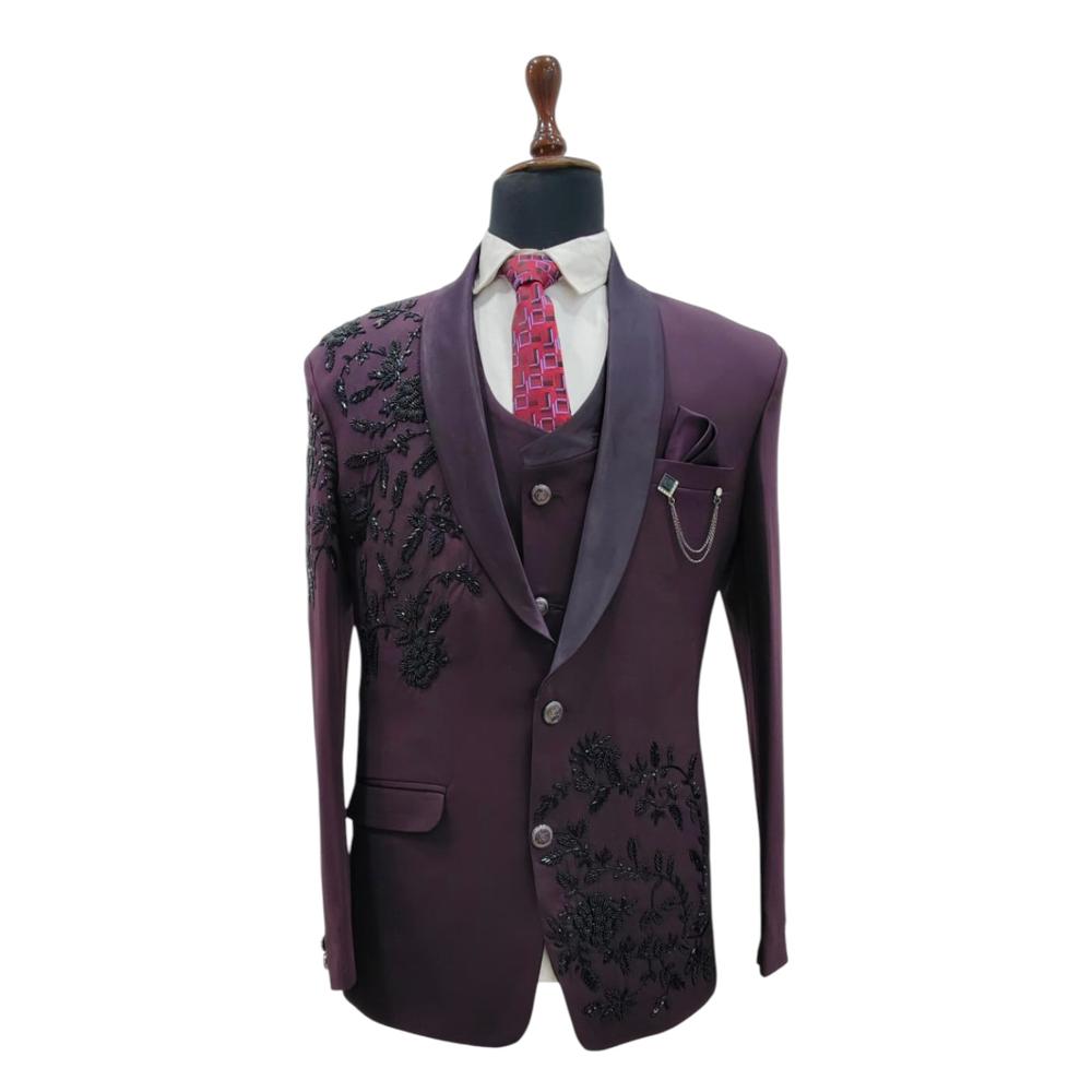 Mens Handwork Embroidery 3 Piece Suit