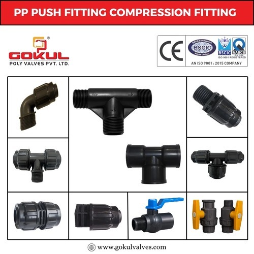 Pp Compression Tee - Pp Material, Size 20-110 Mm | Green And Black Color, Threaded Adapter, Weather Proof, Breakage Resistant, 10 Kg Pressure