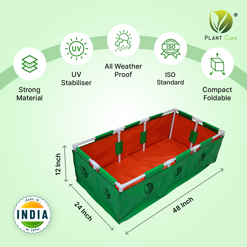 Plant Care Rectangular Grow Bag with PVC Pipe Stand 48x24x12 WP