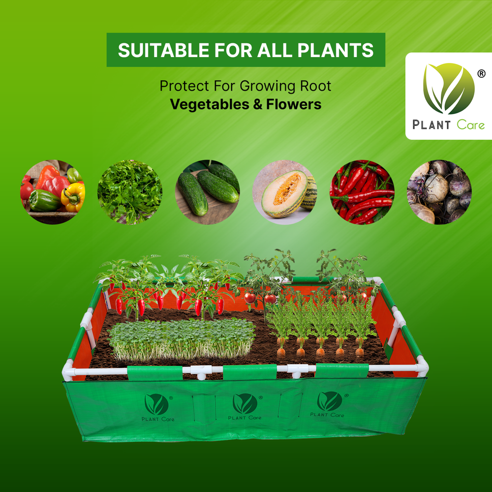 Plant Care Rectangular Grow Bag with PVC Pipe Stand 48x24x12 WP