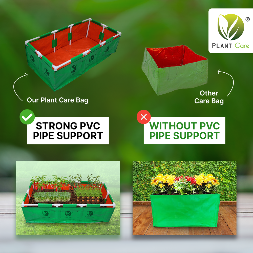 Plant Care Rectangular Grow Bag with PVC Pipe Stand 48x24x12 WP