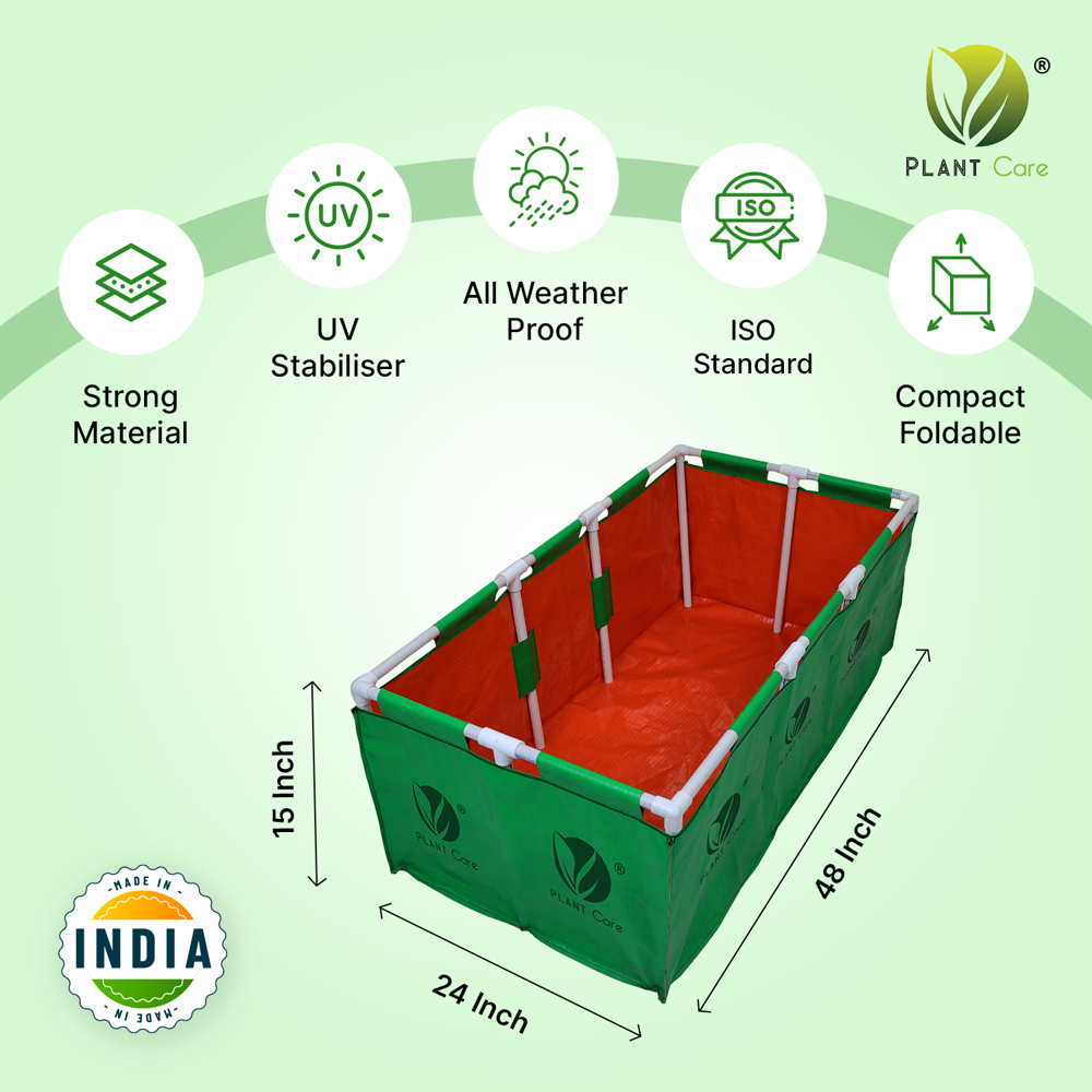 Rectangular Grow Bag with PVC Pipe Stand 48x24x15 WP
