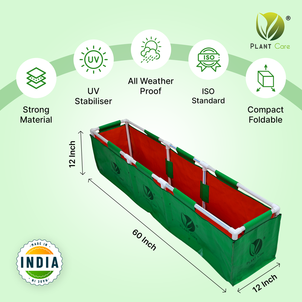Rectangular Grow Bag with PVC Pipe Stand  60x12x12 WP