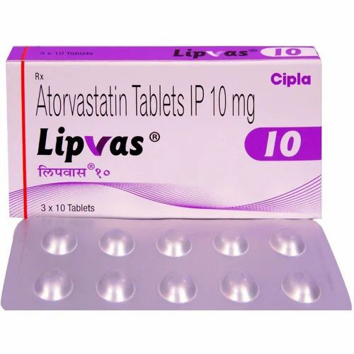 Lipvas Atorvastatin 10mg Tablet, Cholesterol-Lowering Medicine