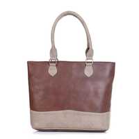 Contrast Fancy Handbag - Color: Brown & Cream