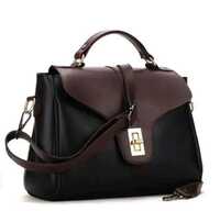 Biscut Lock Flap Fancy Sling Bag - Color: Black & Brown